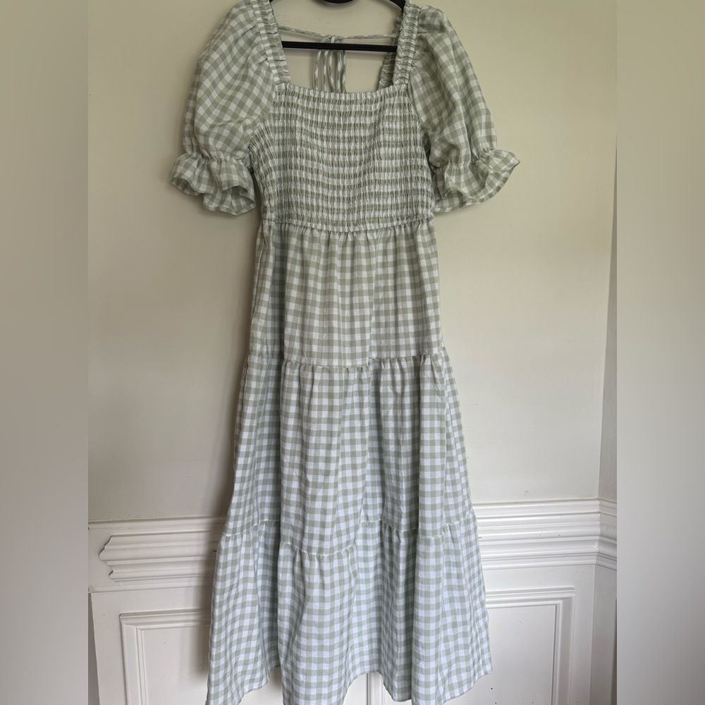 Gingham Puff Sleeve Dress
